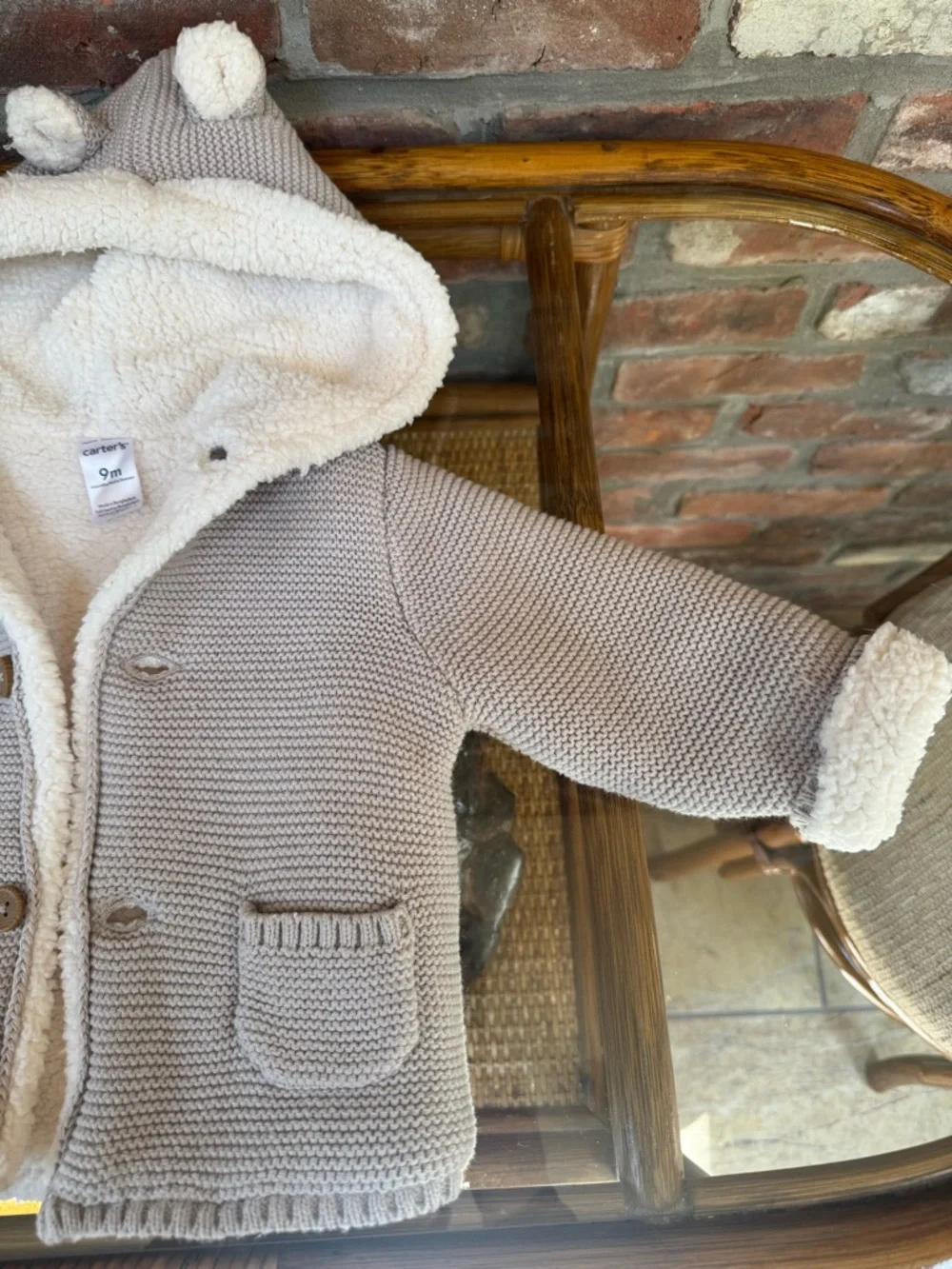 Carter's Taupe Knit Sherpa-Lined Hooded Jacket